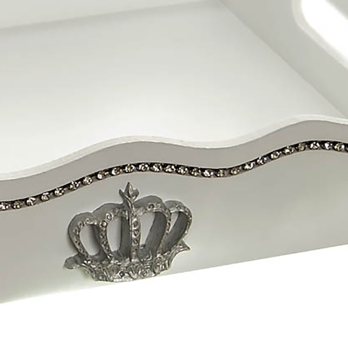 Bandeja Fantasia Strass Corôa Prata Quarto Bebê Menina Menino