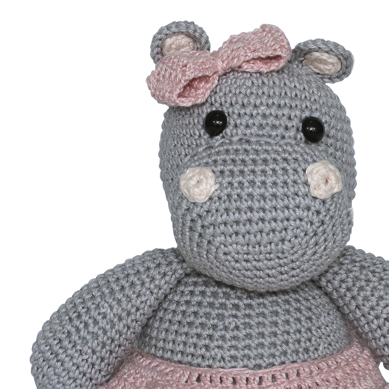Hipopótamo Lola de Lacinho Rosa Amigurumi Crochê Quarto Bebê Infantil Menina