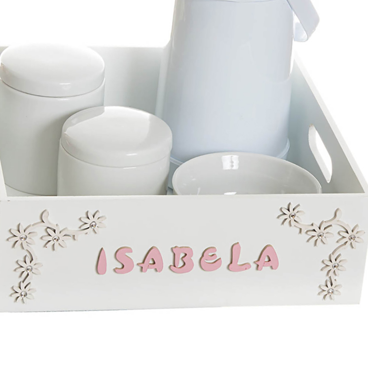 Kit Higiene Bandeja Lisa Com Nome Quarto Bebê Menina Menino