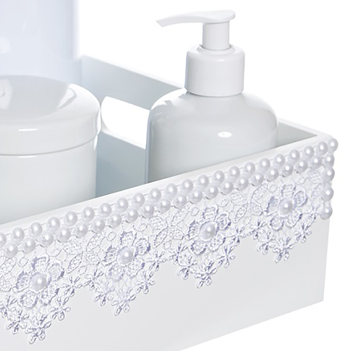 Kit Higiene Bandeja Lisa Renda Com 6 Peças Quarto Bebê