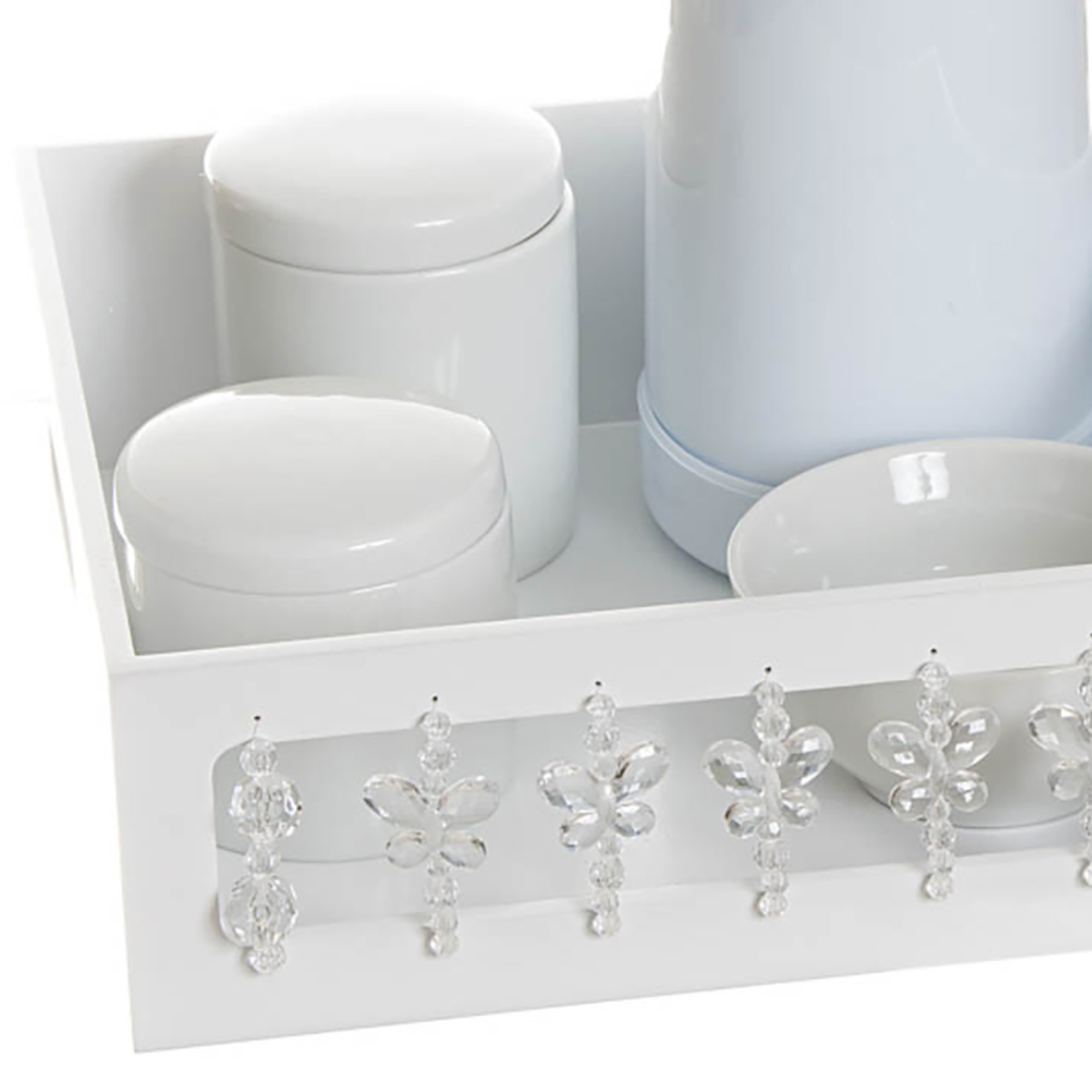 Kit Higiene Borboleta Transparente Quarto Bebê Menina Menino