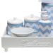 Kit Higiene Candy Com Nome Azul Chevron Quarto Bebê Infantil Menino