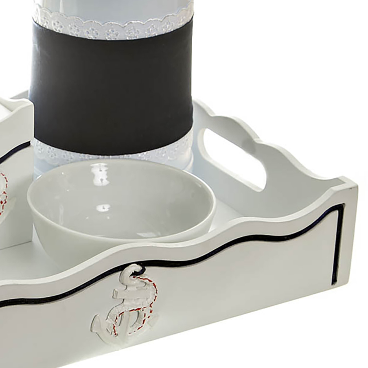 Kit Higiene Com Capa Fantasia Marinho Âncoras Quarto Bebê