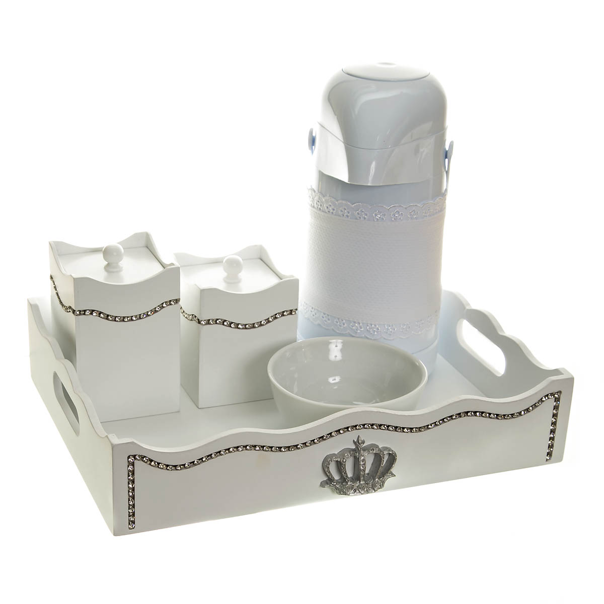 Kit Higiene Com Capa Fantasia Strass E Coroa Quarto Bebê