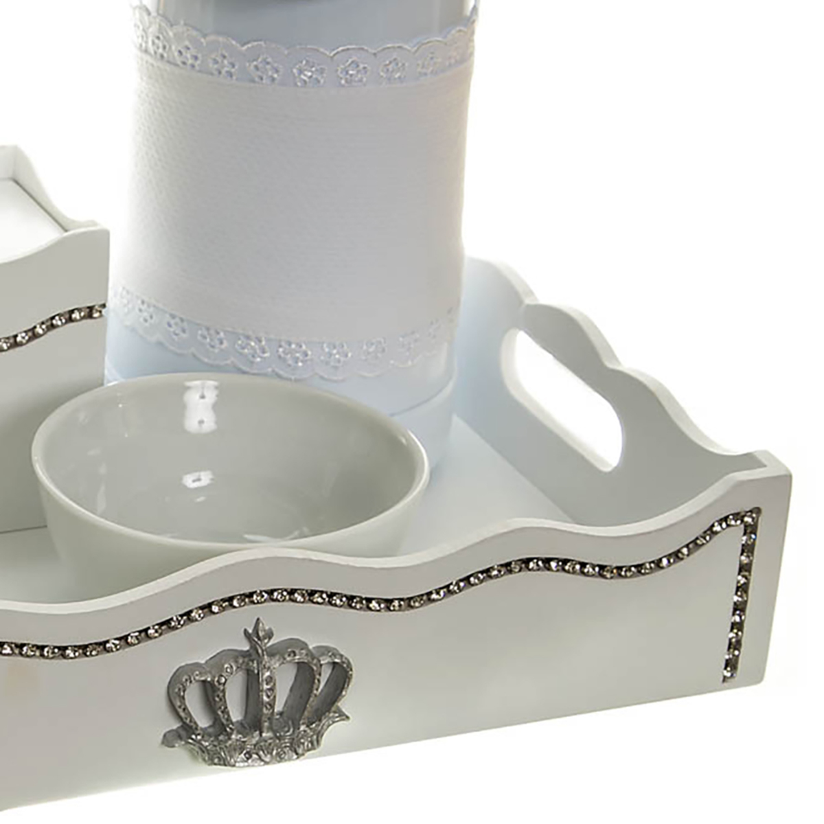 Kit Higiene Com Capa Fantasia Strass E Coroa Quarto Bebê