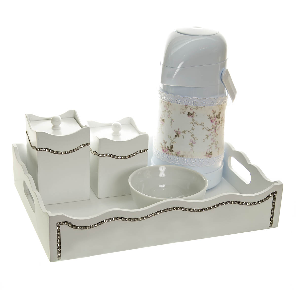 Kit Higiene Com Capa Fantasia Strass Quarto Bebê Menina Menino