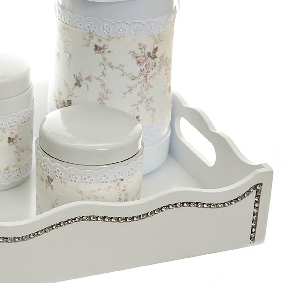 Kit Higiene Com Porcelanas E Capa Fantasia Strass Quarto Bebê