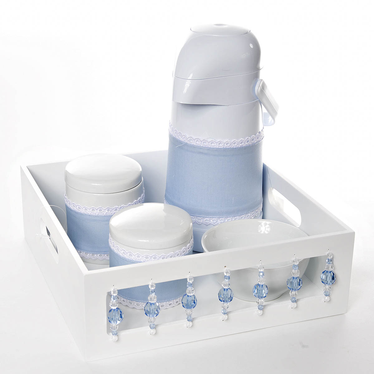 Kit Higiene Com Porcelanas E Capa Pedra Azul Quarto Bebê