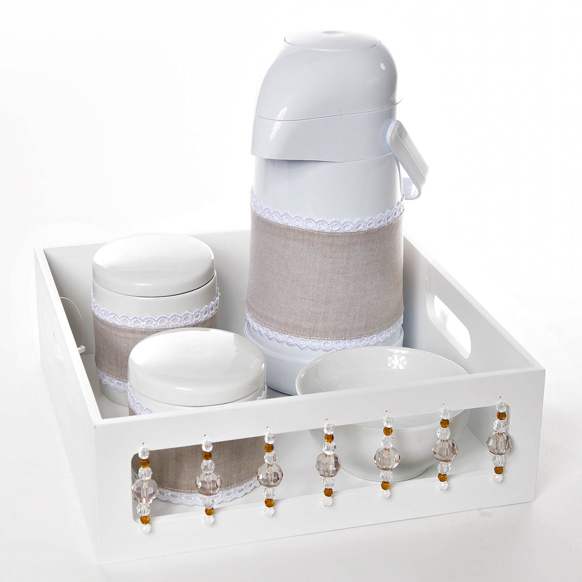 Kit Higiene Com Porcelanas E Capa Pedra Bege Quarto Bebê