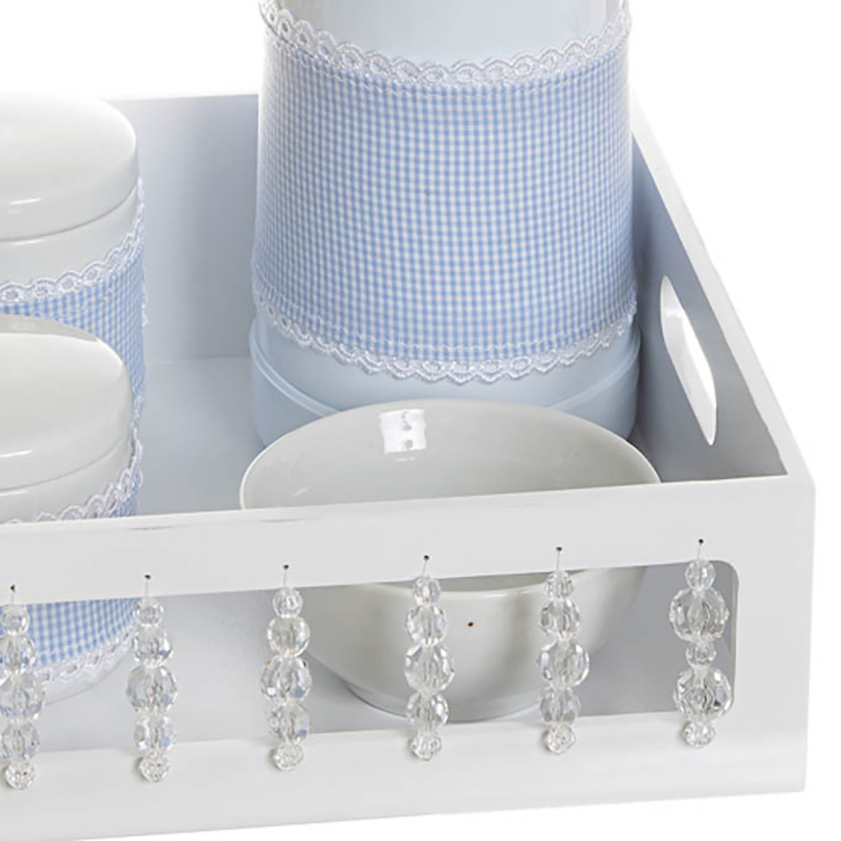 Kit Higiene Com Porcelanas E Capa Pedra Transparente Quarto Bebê