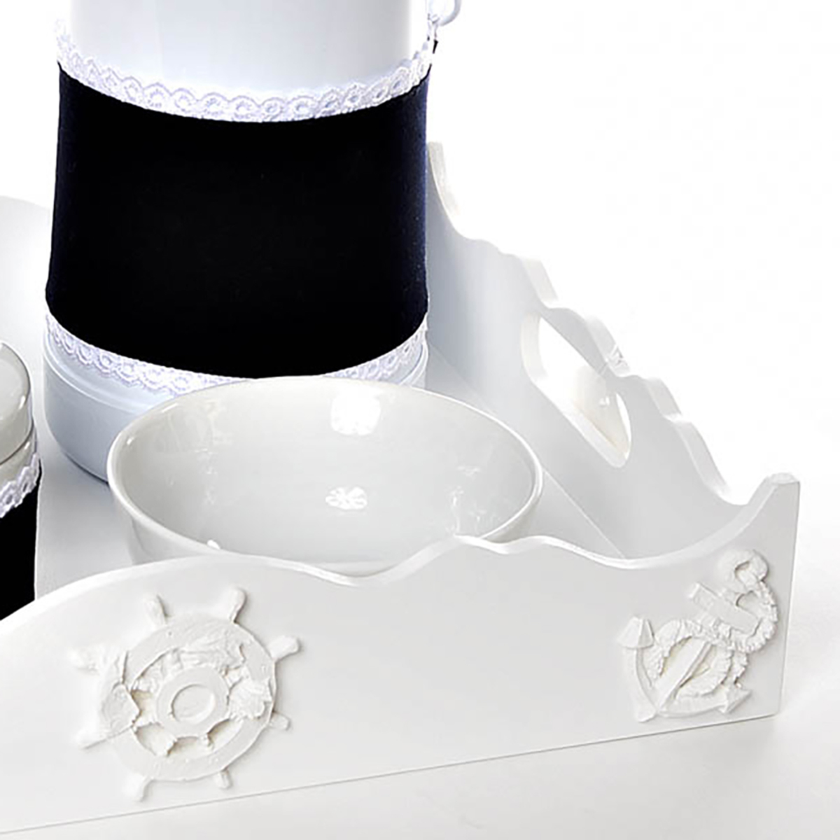 Kit Higiene Com Porcelanas E Capa Resina Marinheiro Quarto Bebê