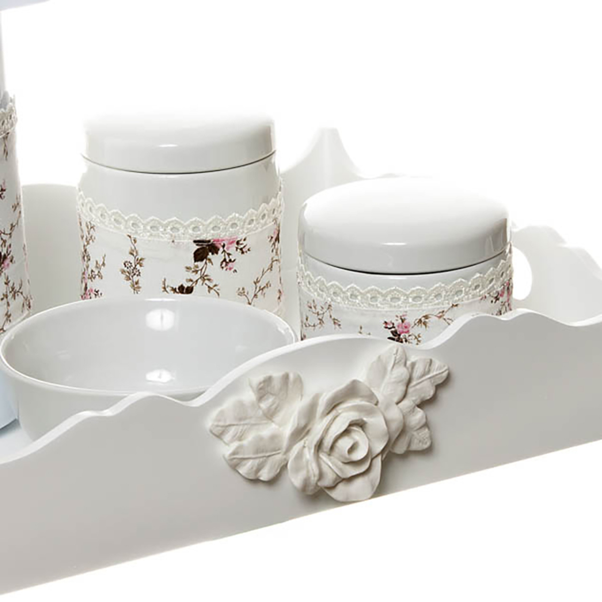 Kit Higiene Com Porcelanas E Capa Resina Rosa G Quarto Bebê