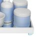 Kit Higiene Espelho Completo Porcelanas, Garrafa Pequena e Capa Azul Quarto Bebê Menino