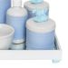 Kit Higiene Espelho Completo Porcelanas, Garrafa Pequena e Capa Cavalinho Azul Quarto Bebê Menino