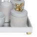 Kit Higiene Espelho Completo Porcelanas, Garrafa Pequena e Capa Cavalinho Dourado Quarto Bebê Unissex