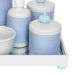 Kit Higiene Espelho Completo Porcelanas, Garrafa Pequena e Capa Coroa Azul Quarto Bebê Menino