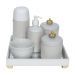 Kit Higiene Espelho Completo Porcelanas, Garrafa Pequena e Capa Coroa Dourado Quarto Bebê Unissex
