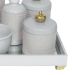 Kit Higiene Espelho Completo Porcelanas, Garrafa Pequena e Capa Coroa Dourado Quarto Bebê Unissex