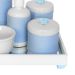 Kit Higiene Espelho Completo Porcelanas, Garrafa Pequena e Capa Flor de Liz Azul Quarto Bebê Menino