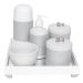 Kit Higiene Espelho Completo Porcelanas, Garrafa Pequena e Capa Flor de Liz Prata Quarto Bebê Unissex