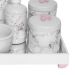 Kit Higiene Espelho Completo Porcelanas, Garrafa Pequena e Capa Flor de Liz Rosa Quarto Bebê Menina
