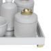 Kit Higiene Espelho Completo Porcelanas, Garrafa Pequena e Capa Nuvem Dourado Quarto Bebê Unissex