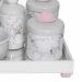 Kit Higiene Espelho Completo Porcelanas, Garrafa Pequena e Capa Nuvem Rosa Quarto Bebê Menina
