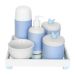 Kit Higiene Espelho Completo Porcelanas, Garrafa Pequena e Capa Passarinho Azul Quarto Bebê Menino