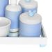 Kit Higiene Espelho Completo Porcelanas, Garrafa Pequena e Capa Passarinho Azul Quarto Bebê Menino