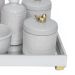 Kit Higiene Espelho Completo Porcelanas, Garrafa Pequena e Capa Passarinho Dourado Quarto Bebê Unissex