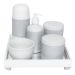 Kit Higiene Espelho Completo Porcelanas, Garrafa Pequena e Capa Prata Quarto Bebê Unissex