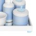 Kit Higiene Espelho Completo Porcelanas, Garrafa Pequena e Capa Provençal Azul Quarto Bebê Menino