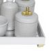 Kit Higiene Espelho Completo Porcelanas, Garrafa Pequena e Capa Provençal Dourado Quarto Bebê Unissex