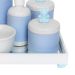 Kit Higiene Espelho Completo Porcelanas, Garrafa Pequena e Capa Ursinho Azul Quarto Bebê Menino