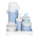 Kit Higiene Espelho Completo Porcelanas, Garrafa e Capa Cavalinho Azul Quarto Bebê Menino