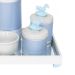 Kit Higiene Espelho Completo Porcelanas, Garrafa e Capa Cavalinho Azul Quarto Bebê Menino