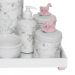 Kit Higiene Espelho Completo Porcelanas, Garrafa e Capa Cavalinho Rosa Quarto Bebê Menina