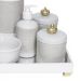 Kit Higiene Espelho Completo Porcelanas, Garrafa e Capa Coroa Dourado Quarto Bebê Unissex