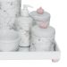 Kit Higiene Espelho Completo Porcelanas, Garrafa e Capa Coroa Rosa Quarto Bebê Menina
