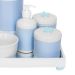 Kit Higiene Espelho Completo Porcelanas, Garrafa e Capa Flor de Liz Azul Quarto Bebê Menino