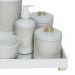 Kit Higiene Espelho Completo Porcelanas, Garrafa e Capa Flor de Liz Dourado Quarto Bebê Unissex