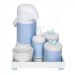 Kit Higiene Espelho Completo Porcelanas, Garrafa e Capa Passarinho Azul Quarto Bebê Menino
