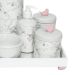 Kit Higiene Espelho Completo Porcelanas, Garrafa e Capa Passarinho Rosa Quarto Bebê Menina
