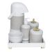 Kit Higiene Espelho Completo Porcelanas, Garrafa e Capa Provençal Dourado Quarto Bebê Unissex