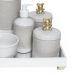 Kit Higiene Espelho Completo Porcelanas, Garrafa e Capa Ursinho Dourado Quarto Bebê Unissex