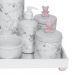 Kit Higiene Espelho Completo Porcelanas, Garrafa e Capa Ursinho Rosa Quarto Bebê Menina