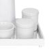 Kit Higiene Espelho Potes, Garrafa e Molhadeira Branco Quarto Bebê Unissex