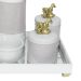 Kit Higiene Espelho Potes, Garrafa, Molhadeira e Capa Cavalinho Dourado Quarto Bebê Unissex