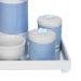 Kit Higiene Espelho Potes, Garrafa, Molhadeira e Capa Flor de Liz Azul Quarto Bebê Menino