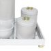 Kit Higiene Espelho Potes, Garrafa, Molhadeira e Capa Flor de Liz Dourado Quarto Bebê Unissex